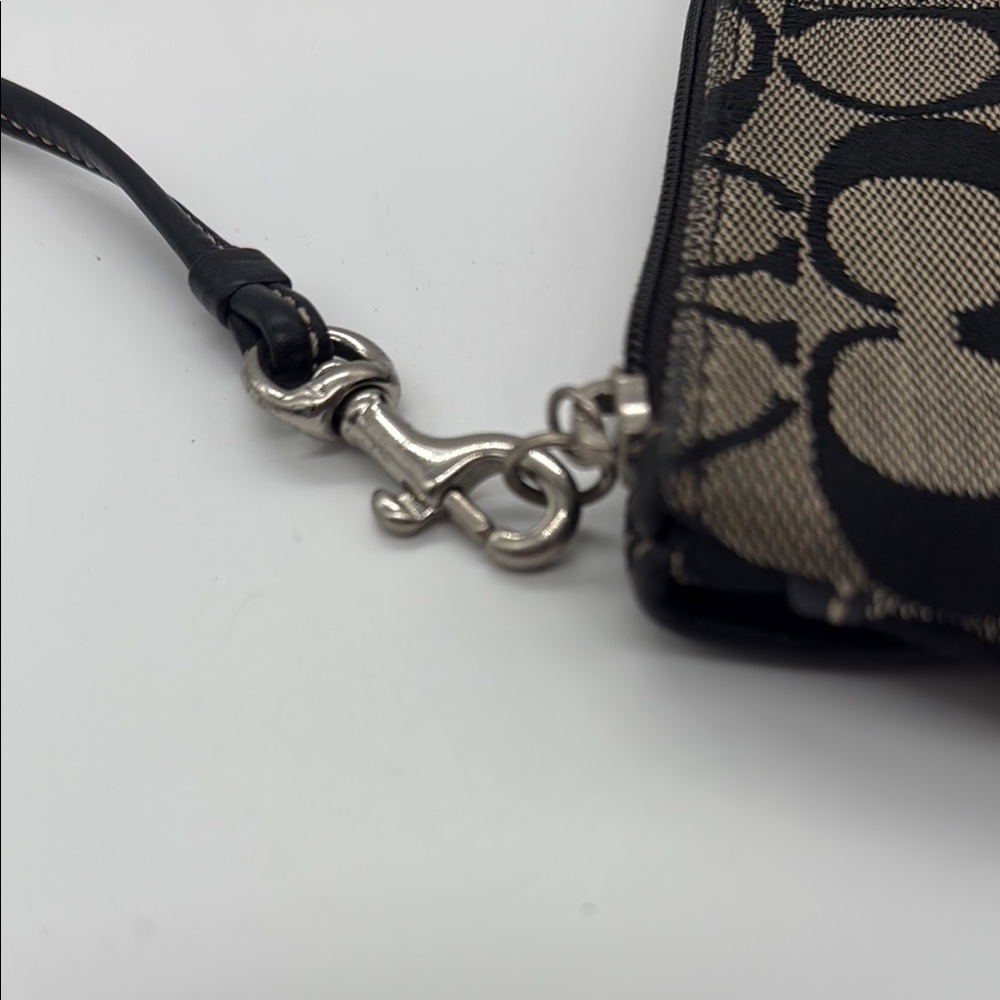 Coach Black and Tan Signature Wristlet Clutch - Picture 5 of 6
